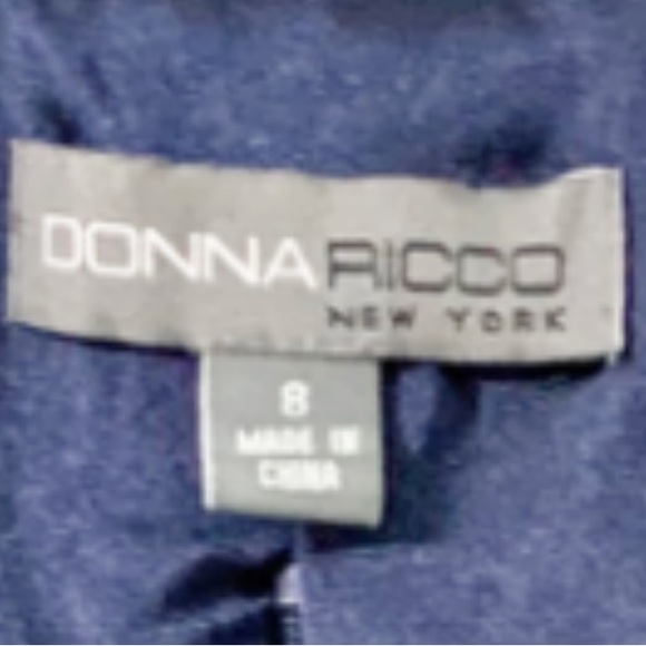 Donna Ricco Silk Midi Dress Sheer Overlay Draped Front Gathered Collar Bodice 💙 - Picture 10 of 12